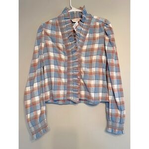 NWOT Love The Label Zuri Top In Windchime Plaid Size Small